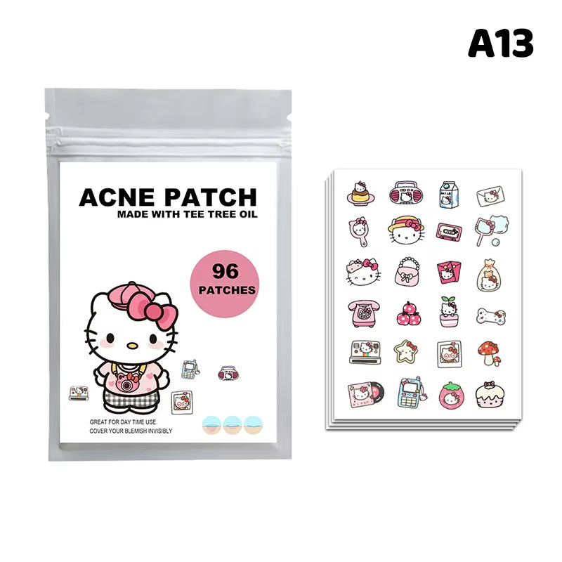 96/100/120 Patches Sanrio Hello Kitty Kuromi Acne Patches Removal Pimple Patches Spots Marks Concealer Repair Sticker Waterproof
