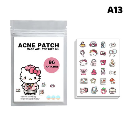 96/100/120 Patches Sanrio Hello Kitty Kuromi Acne Patches Removal Pimple Patches Spots Marks Concealer Repair Sticker Waterproof