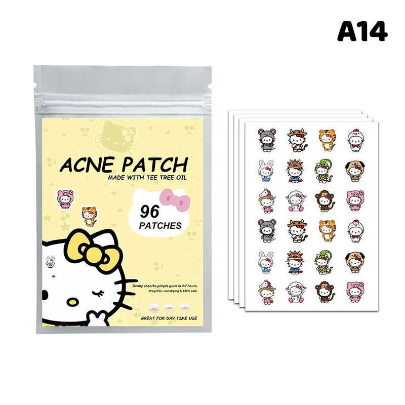 96/100/120 Patches Sanrio Hello Kitty Kuromi Acne Patches Removal Pimple Patches Spots Marks Concealer Repair Sticker Waterproof