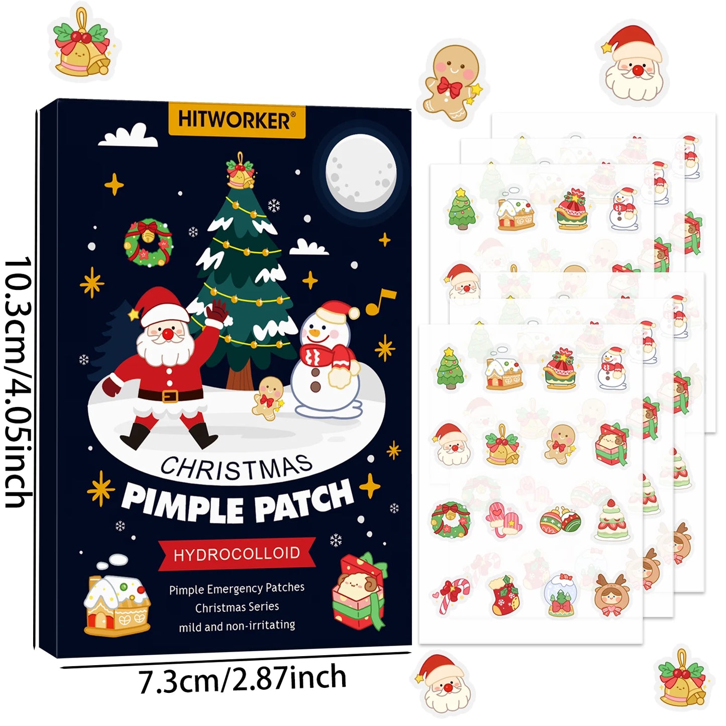 96pcs Christmas Hydrocolloid Acne Patches – Cute Santa, Gingerbread & Sock Shapes, Festive Skincare for All Skin Types