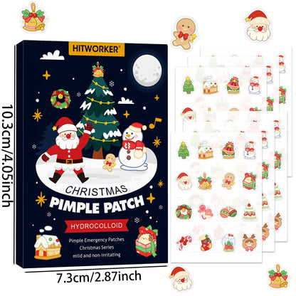 96pcs Christmas Hydrocolloid Acne Patches – Cute Santa, Gingerbread & Sock Shapes, Festive Skincare for All Skin Types