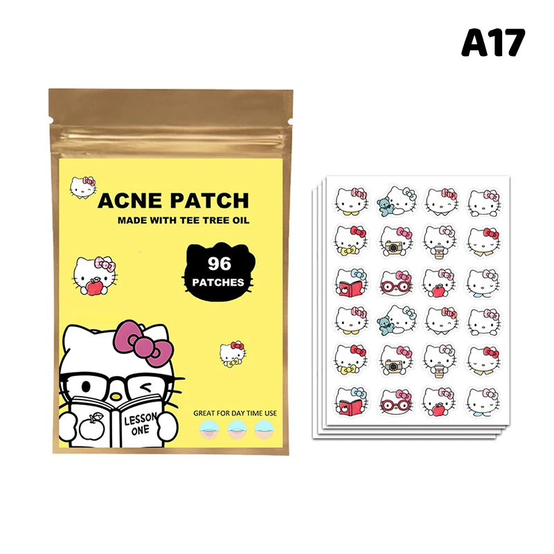 96/100/120 Patches Sanrio Hello Kitty Kuromi Acne Patches Removal Pimple Patches Spots Marks Concealer Repair Sticker Waterproof