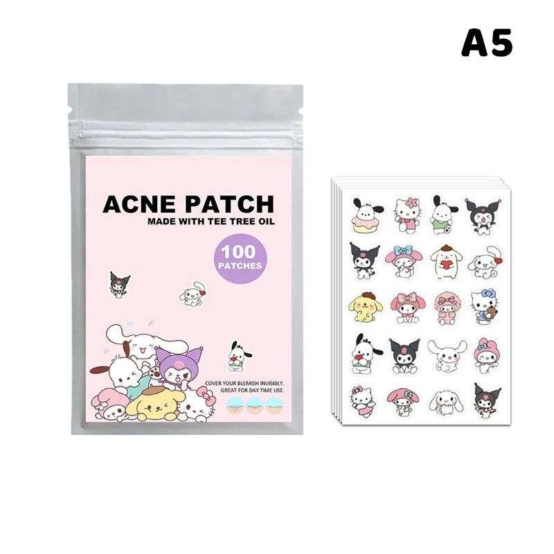 96/100/120 Patches Sanrio Hello Kitty Kuromi Acne Patches Removal Pimple Patches Spots Marks Concealer Repair Sticker Waterproof