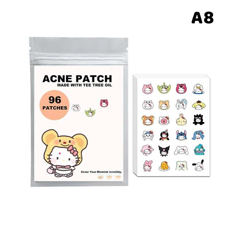 96/100/120 Patches Sanrio Hello Kitty Kuromi Acne Patches Removal Pimple Patches Spots Marks Concealer Repair Sticker Waterproof