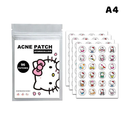 96/100/120 Patches Sanrio Hello Kitty Kuromi Acne Patches Removal Pimple Patches Spots Marks Concealer Repair Sticker Waterproof