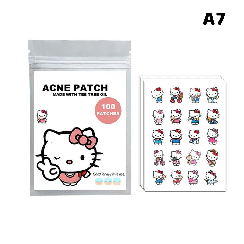 96/100/120 Patches Sanrio Hello Kitty Kuromi Acne Patches Removal Pimple Patches Spots Marks Concealer Repair Sticker Waterproof