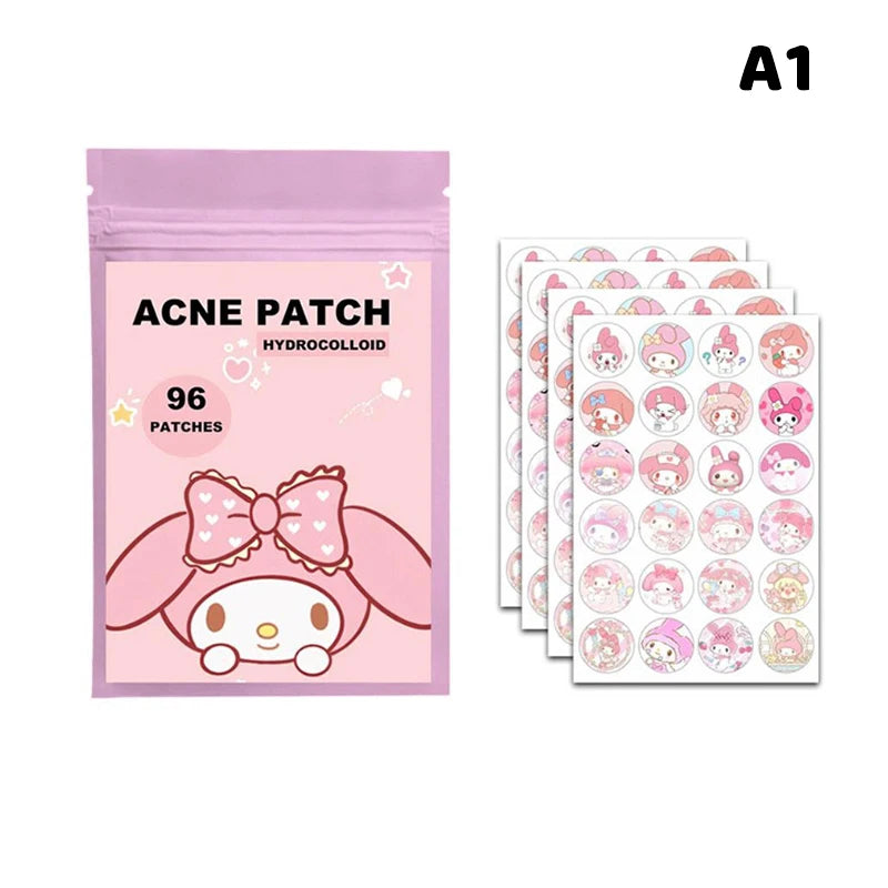 96/100/120 Patches Sanrio Hello Kitty Kuromi Acne Patches Removal Pimple Patches Spots Marks Concealer Repair Sticker Waterproof