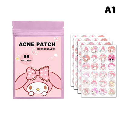 96/100/120 Patches Sanrio Hello Kitty Kuromi Acne Patches Removal Pimple Patches Spots Marks Concealer Repair Sticker Waterproof