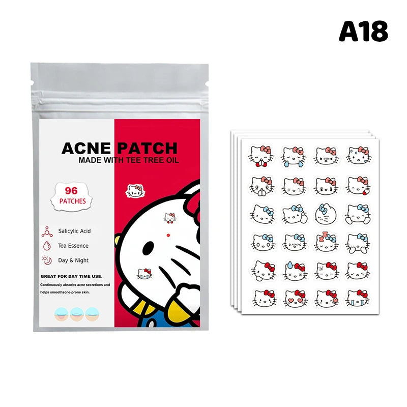 96/100/120 Patches Sanrio Hello Kitty Kuromi Acne Patches Removal Pimple Patches Spots Marks Concealer Repair Sticker Waterproof