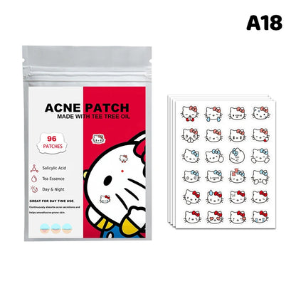 96/100/120 Patches Sanrio Hello Kitty Kuromi Acne Patches Removal Pimple Patches Spots Marks Concealer Repair Sticker Waterproof