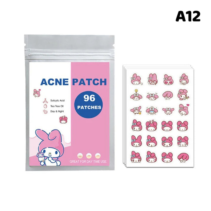 96/100/120 Patches Sanrio Hello Kitty Kuromi Acne Patches Removal Pimple Patches Spots Marks Concealer Repair Sticker Waterproof