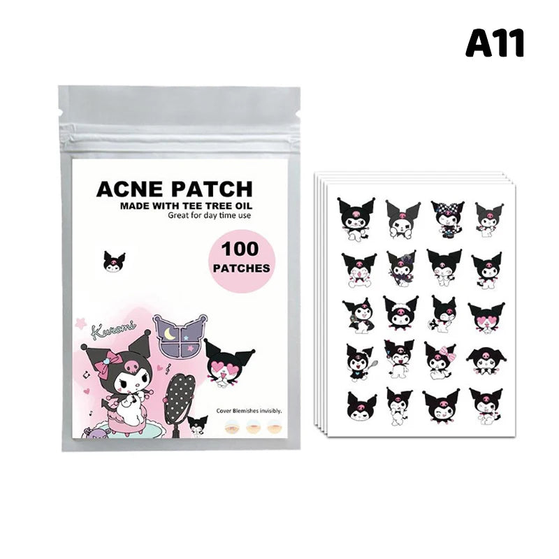 96/100/120 Patches Sanrio Hello Kitty Kuromi Acne Patches Removal Pimple Patches Spots Marks Concealer Repair Sticker Waterproof