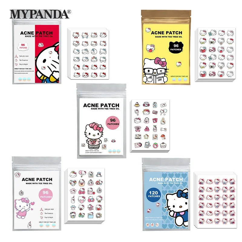 96/100/120 Patches Sanrio Hello Kitty Kuromi Acne Patches Removal Pimple Patches Spots Marks Concealer Repair Sticker Waterproof