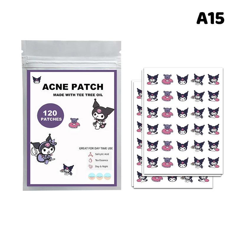 96/100/120 Patches Sanrio Hello Kitty Kuromi Acne Patches Removal Pimple Patches Spots Marks Concealer Repair Sticker Waterproof
