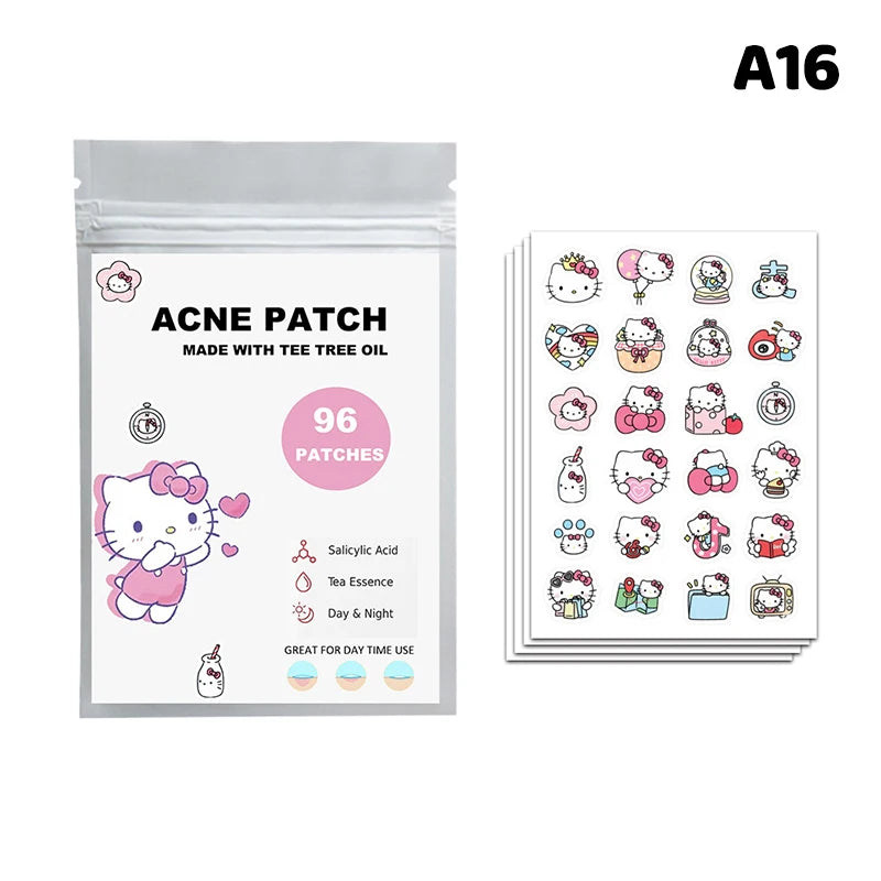96/100/120 Patches Sanrio Hello Kitty Kuromi Acne Patches Removal Pimple Patches Spots Marks Concealer Repair Sticker Waterproof