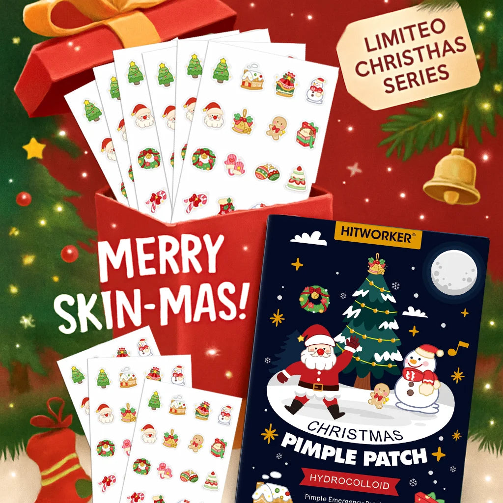 96pcs Christmas Hydrocolloid Acne Patches – Cute Santa, Gingerbread & Sock Shapes, Festive Skincare for All Skin Types