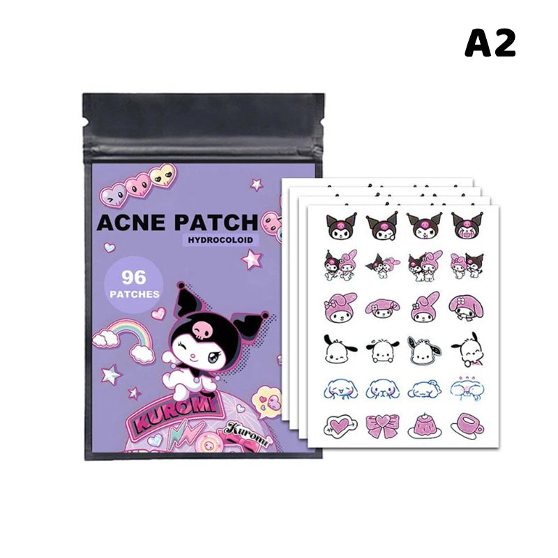 96/100/120 Patches Sanrio Hello Kitty Kuromi Acne Patches Removal Pimple Patches Spots Marks Concealer Repair Sticker Waterproof