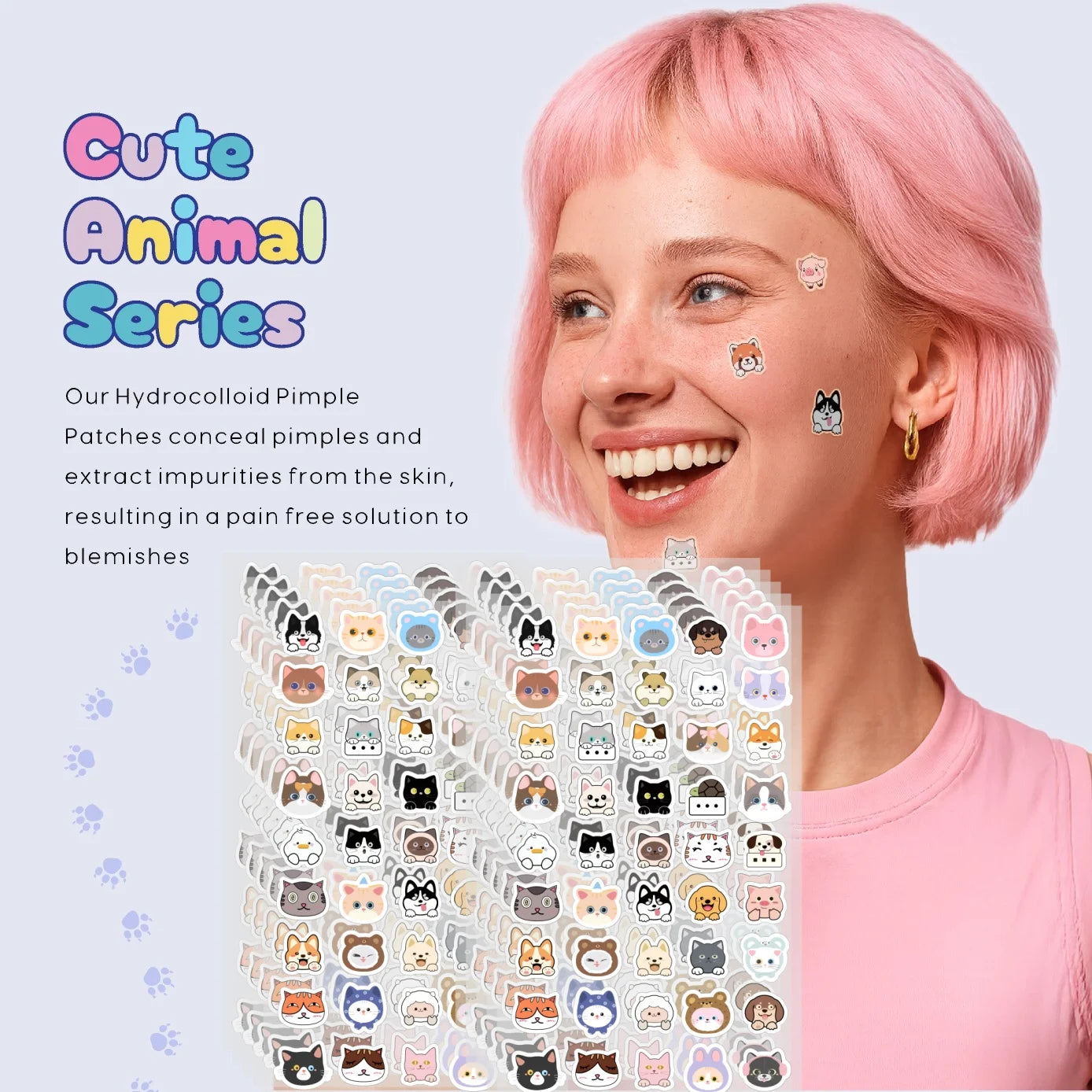 45pcs Cartoon acne patch, cute cat-shaped facial concealer acne patch, safe, non-toxic, gentle and non-irritating.