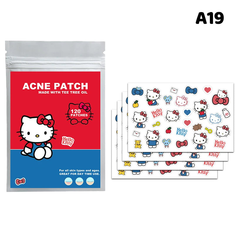 96/100/120 Patches Sanrio Hello Kitty Kuromi Acne Patches Removal Pimple Patches Spots Marks Concealer Repair Sticker Waterproof