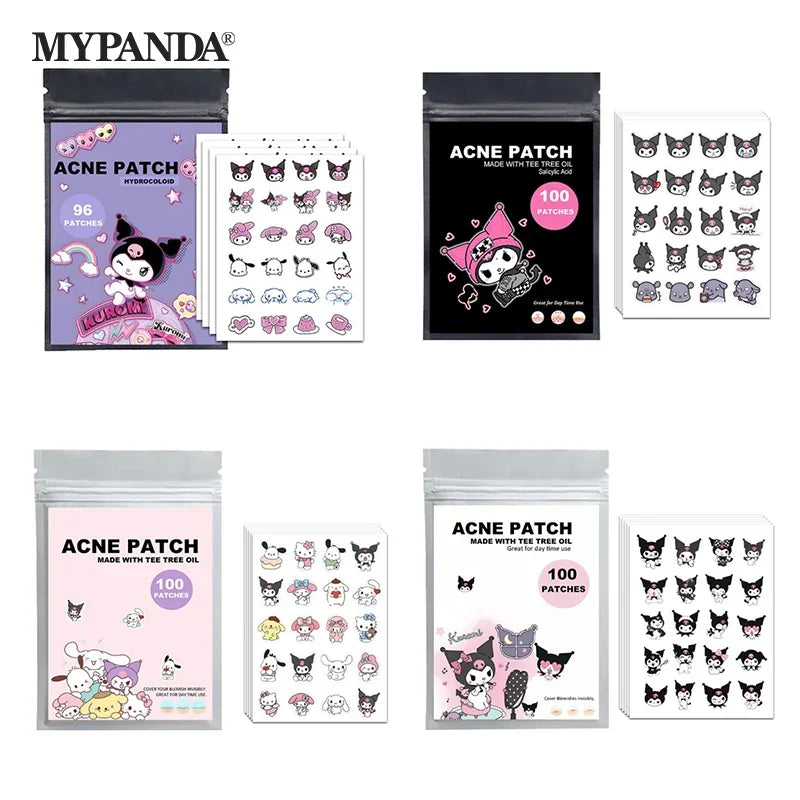 96/100/120 Patches Sanrio Hello Kitty Kuromi Acne Patches Removal Pimple Patches Spots Marks Concealer Repair Sticker Waterproof