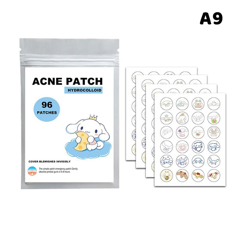 96/100/120 Patches Sanrio Hello Kitty Kuromi Acne Patches Removal Pimple Patches Spots Marks Concealer Repair Sticker Waterproof