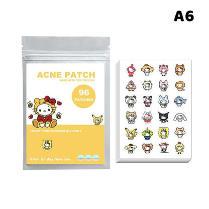 96/100/120 Patches Sanrio Hello Kitty Kuromi Acne Patches Removal Pimple Patches Spots Marks Concealer Repair Sticker Waterproof