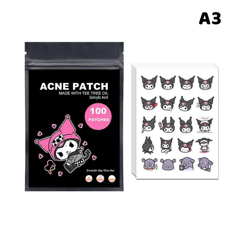96/100/120 Patches Sanrio Hello Kitty Kuromi Acne Patches Removal Pimple Patches Spots Marks Concealer Repair Sticker Waterproof