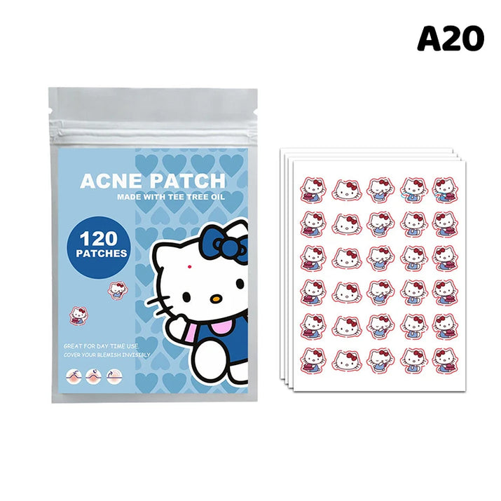 96/100/120 Patches Sanrio Hello Kitty Kuromi Acne Patches Removal Pimple Patches Spots Marks Concealer Repair Sticker Waterproof