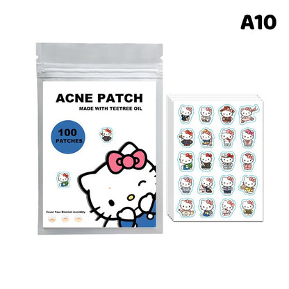 96/100/120 Patches Sanrio Hello Kitty Kuromi Acne Patches Removal Pimple Patches Spots Marks Concealer Repair Sticker Waterproof
