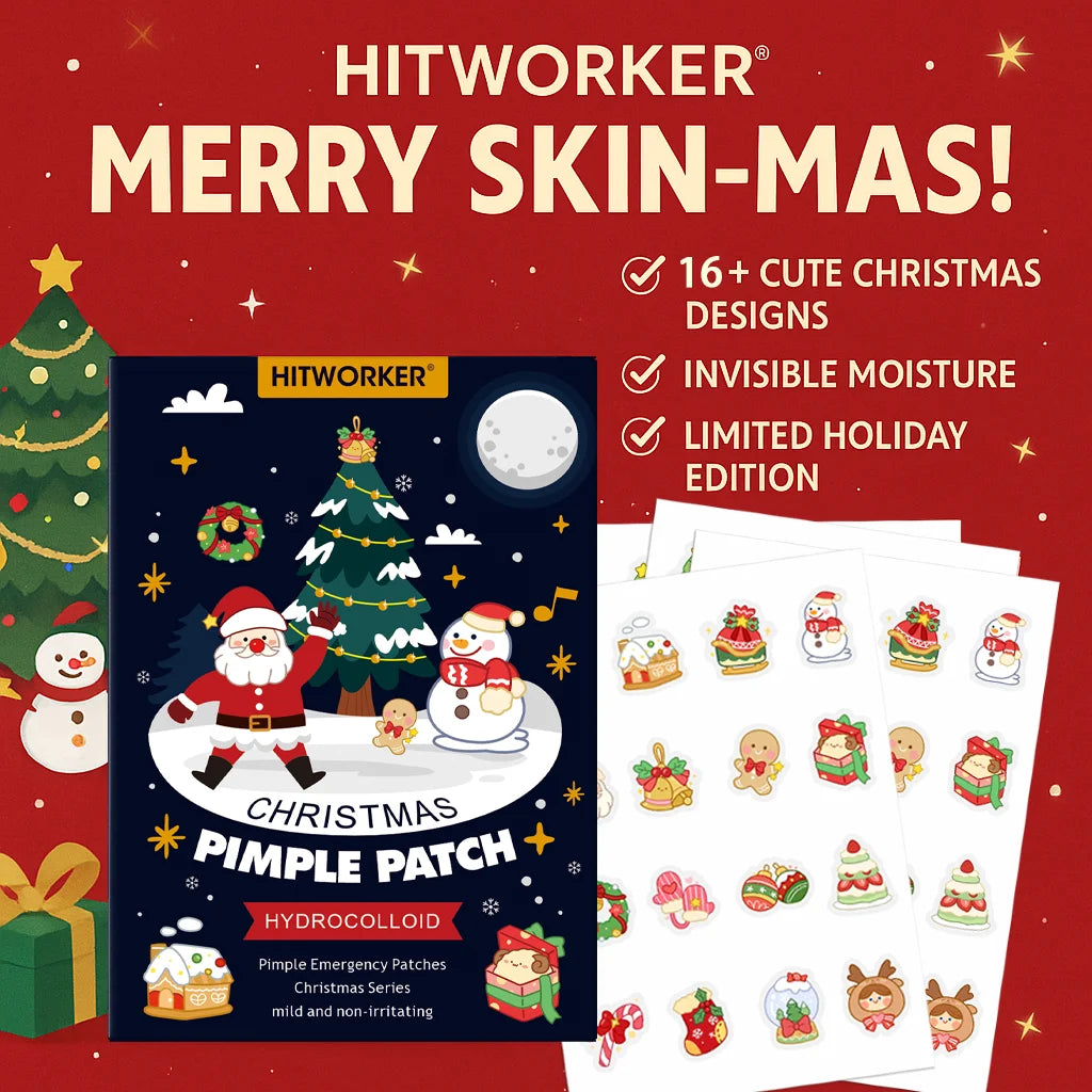 96pcs Christmas Hydrocolloid Acne Patches – Cute Santa, Gingerbread & Sock Shapes, Festive Skincare for All Skin Types